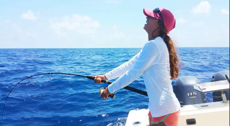 Emily Gale Having Fun On Fishing Boat