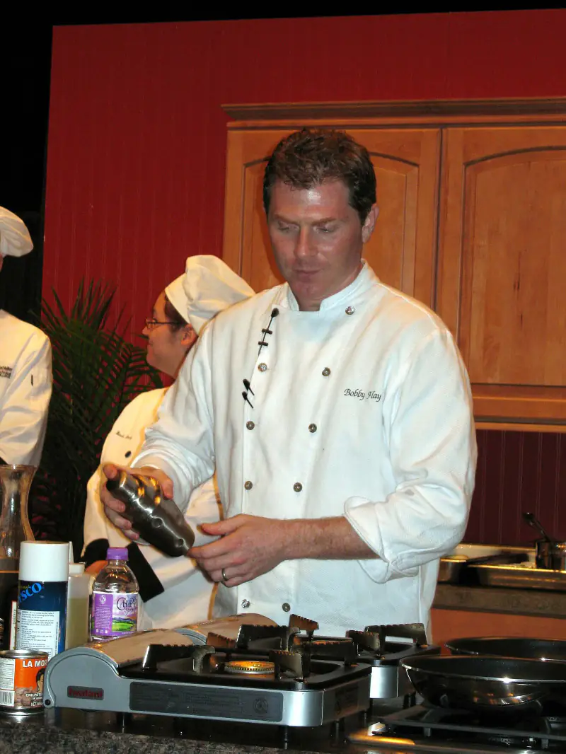 Bobby Flay giving a cooking demonstration in Green Bay, Wisconsin, 2007