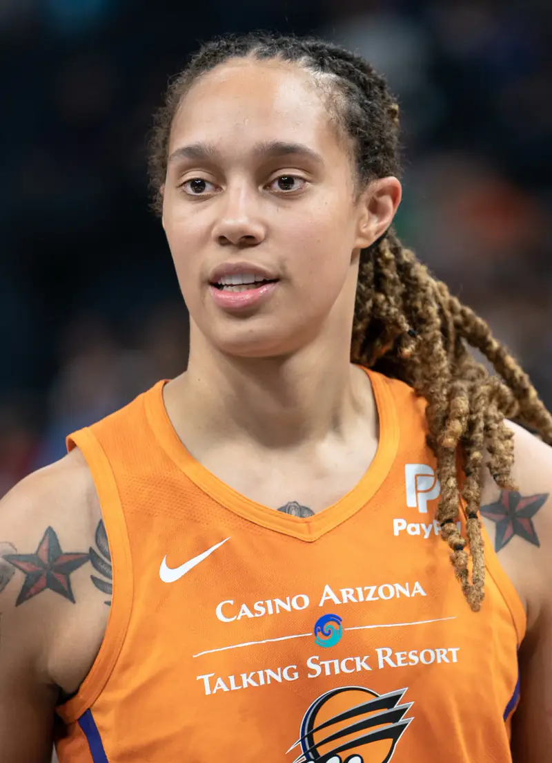 Brittney Griner in a Phoenix Mercury jersey during a WNBA game, July 2019