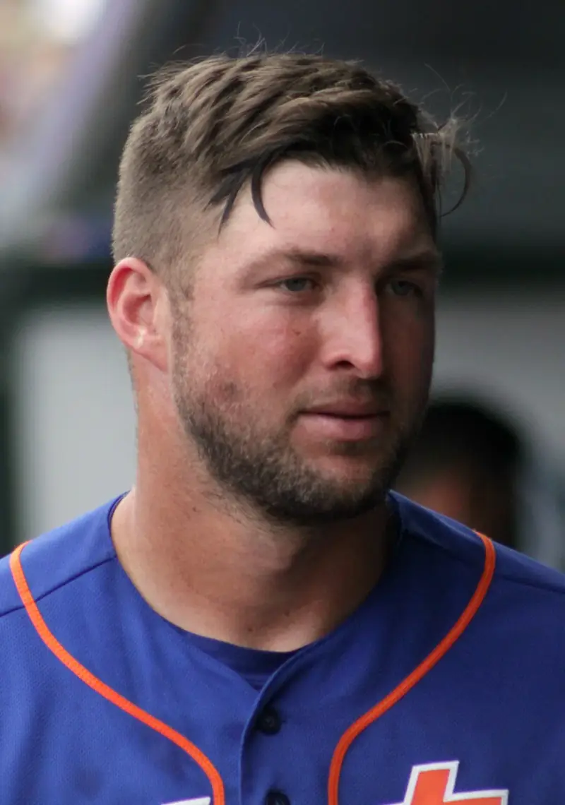 Tim Tebow in a New York Mets uniform during spring training, March 2017